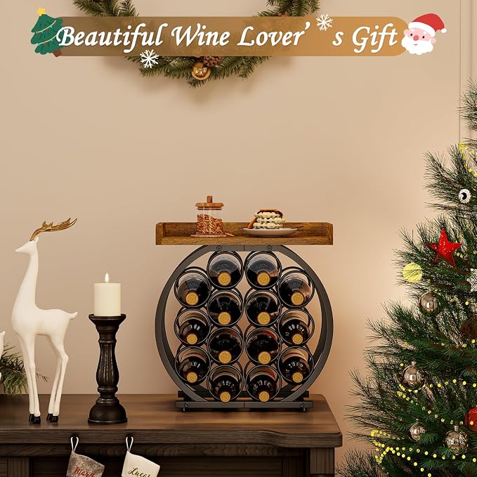 X-cosrack Countertop Wine Rack with Wooden Tabletop (14 Bottles)