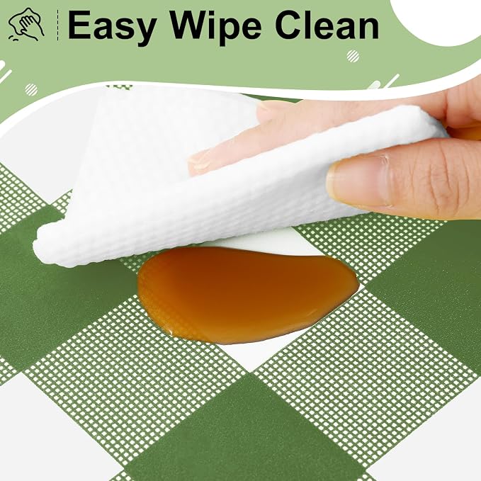4 Packs Buffalo Disposable Table Cloth, 54 x 108 Inch Waterproof Plastic Tablecloth, Rectangle Sage Green and White Checkered Table Covers for Picnic, Birthday, Party, Back to School