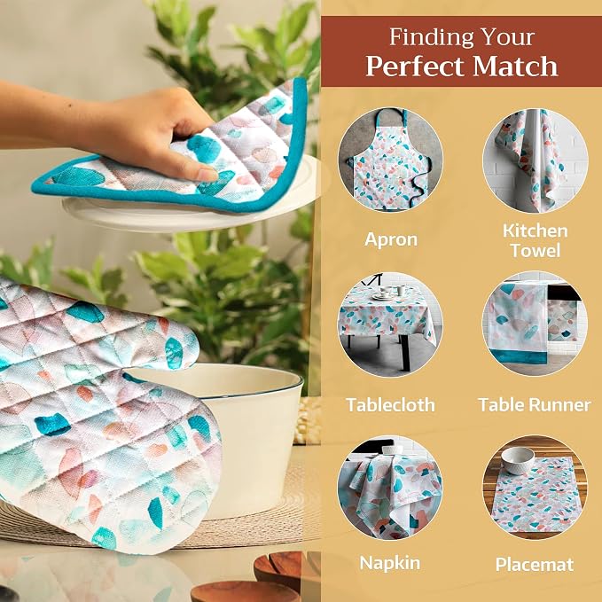 Maison d' Hermine Pot Holders 100% Cotton Potholders (8" x 8", Pack of 2) | Heat Resistant Hot Pads with Loop BBQ Cooking Baking Farmhouse Kitchen Handling Hot Pans Spring Summer - Summer Picnic