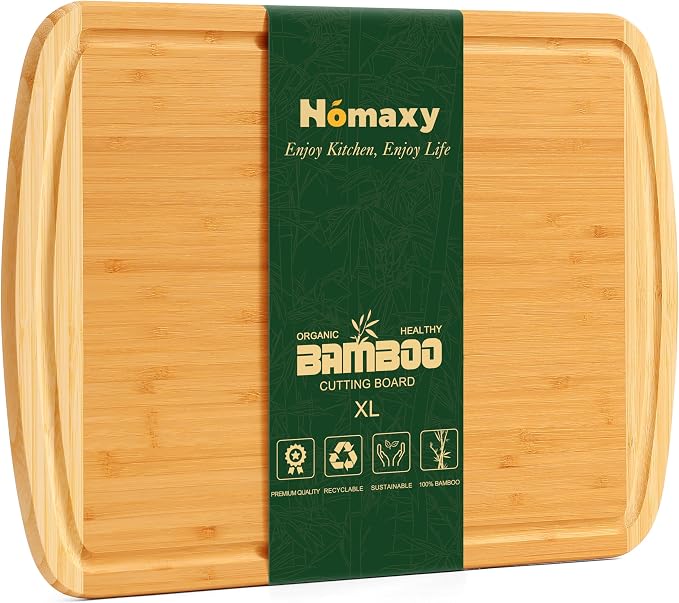 Homaxy Extra Large Bamboo Cutting Boards for Kitchen, 18x12.5", Two-Tone | XL Cutting Board with Juice Groove, Wooden Butcher Block Chopping Board for Kitchen, Meat, Fruit & Vegetables, Pre Oiled