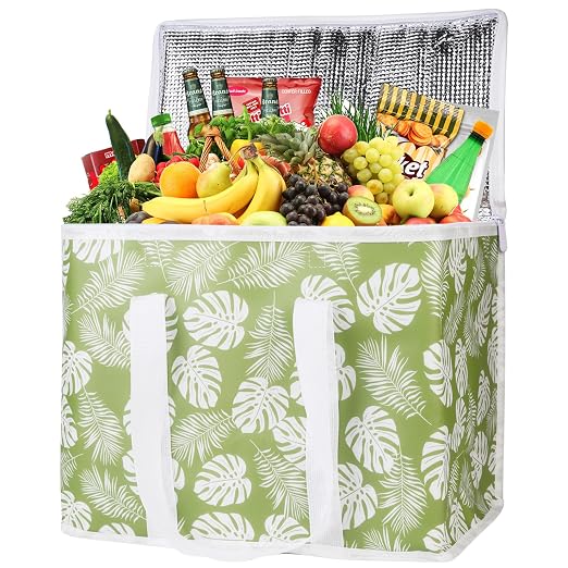 1-Pack Insulated Reusable Grocery Shopping Bags, X-Large Insulated Food/Pizza Delivery Bag for Delivery Drivers, Commercial Food Warmers, Tote Cooler/Thermal Bags
