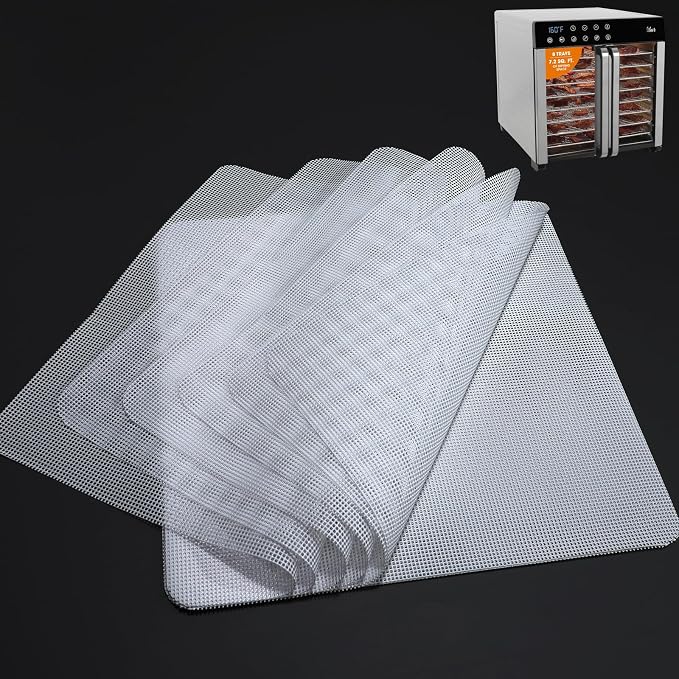 Silicone Dehydrator Sheet Compatible with Excalibur 8 Tray Select Digital Dehydrator DH08SCSS13: 8-Pack Reusable Drying Tray Liners - BPA-Free Easy Clean - Healthy Snacks - Jerky Herbs Fruit
