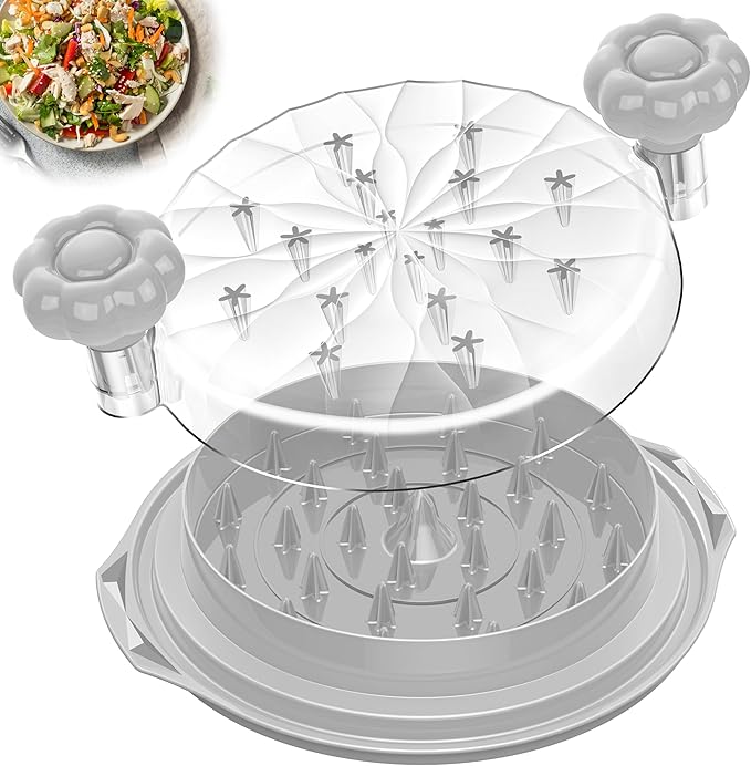Chicken Shredder Tool Twist Large - Meat Shredders for Chicken Breast | 10'' Pro Visible Kitchen Gadgets Grinder Machine with Brush,Strong Anti-Slip Strip,Ergonomic Handle,BPA Free (Grey)
