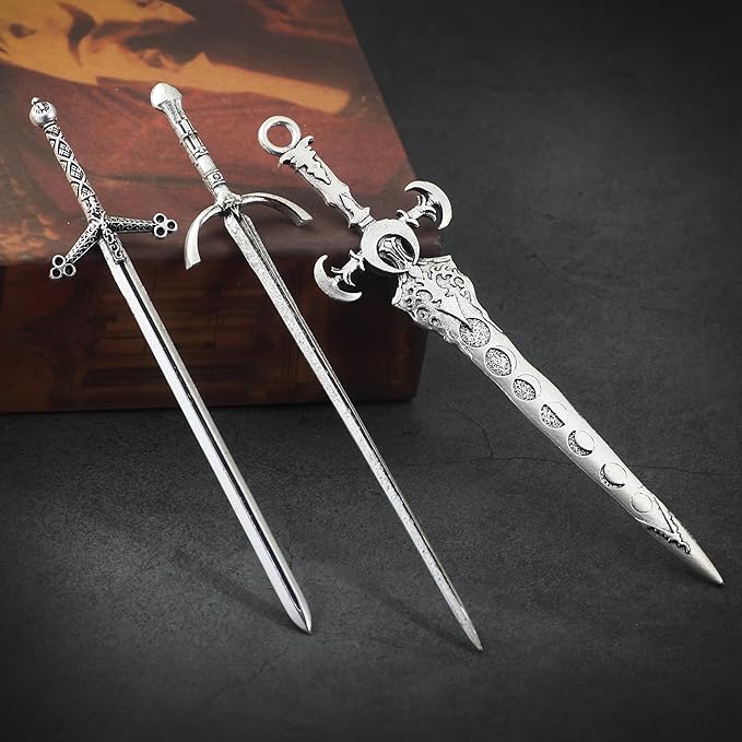 3-Piece Sword Hair Pin Set – Gothic and Viking Hair Accessories for Women, Medieval Hair Sticks & Renaissance Hair Jewelry