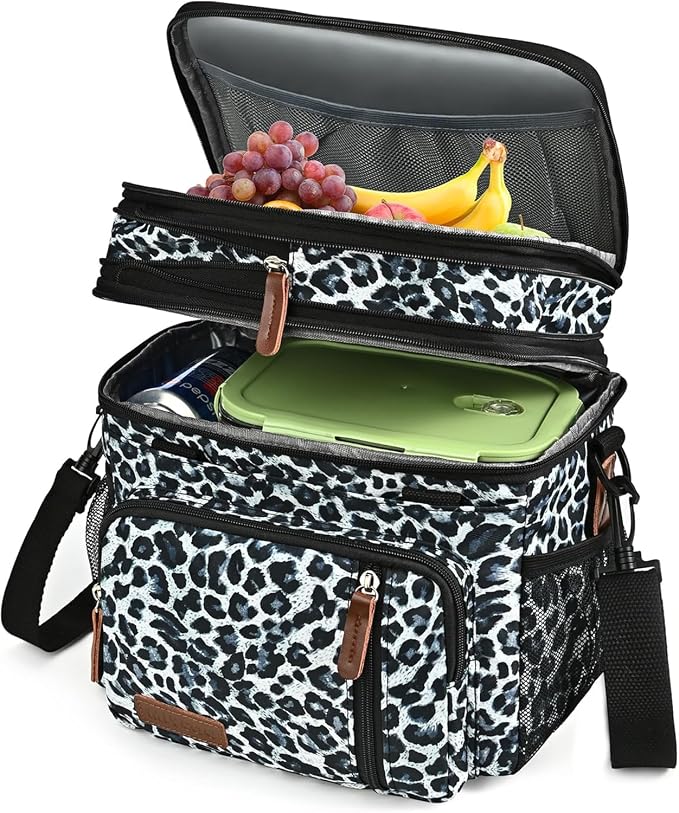 MIYCOO Lunch Bag for Women & Men, Expandable Double Deck Lunch Box, 15L | Leakproof & Waterproof, Portable, Large Soft Insulated Cooler bag for Adult, Work, Camping, Beach, Picnic, Travel
