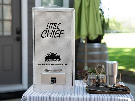 Smokehouse Little Chief Front Load Smoker, Low to Mid Temperature Smoker for Fish, Jerky, Cheese, Sausage & Other meats, Smoke Up to 25 Pounds of Meat & Fish