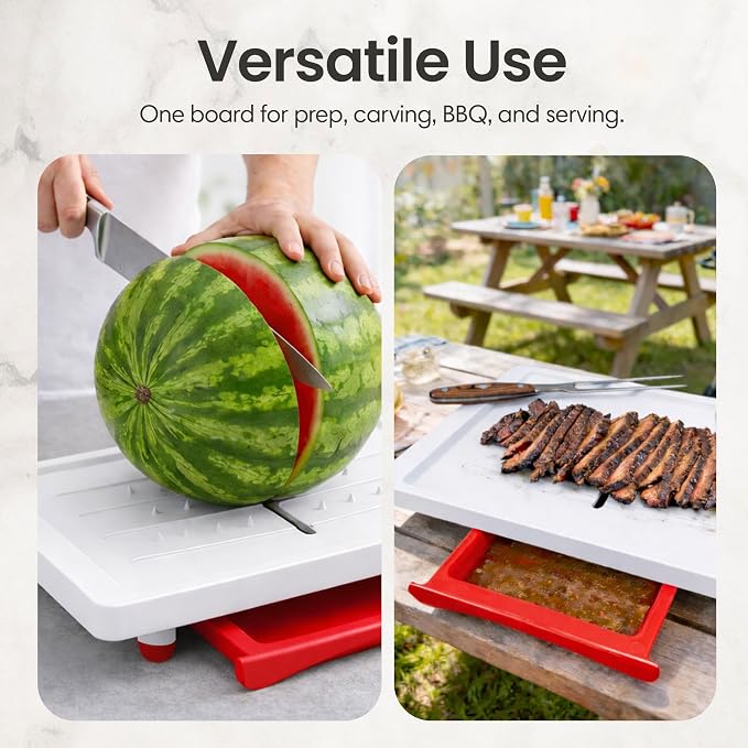 Karving King Large Cutting Board with Juice Groove, Spikes & Drip Tray
