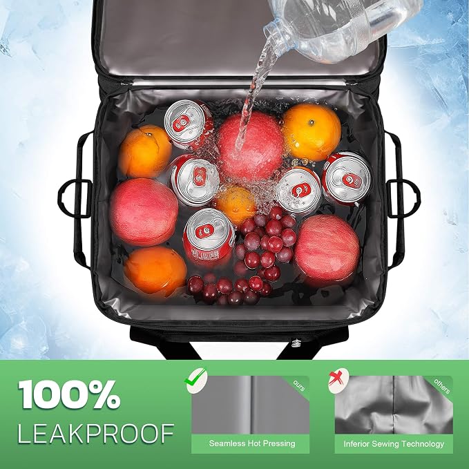 MIYCOO Cooler Bag with Wheels, 60 Can Expandable Double Deck Cooler | Leakproof Insulated Soft Lunch Cooler, Extra Large Portable Ice Chest Cooler for Beach, Picnic, Camping, Shopping