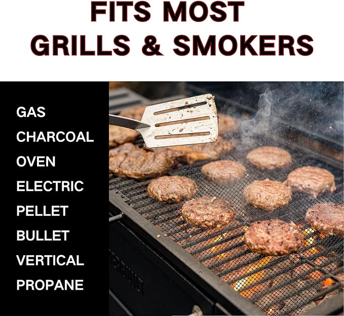 Grill Mesh Mat for Outdoor Grilling, Non-Stick BBQ Grill Mat Resuable and Easy to Clean, Works on Gas, Charcoal, Electric Grill 15.7x13 Inch (3 pcs)
