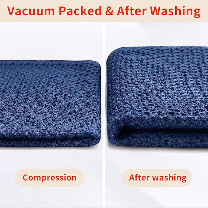 Homaxy 100% Cotton Oversized Waffle Weave Kitchen Towels, 5-Pack, Navy Blue | 20 x 28 Inches, Ultra Soft Absorbent Dish Towels, Quick Drying Large Cleaning Towels