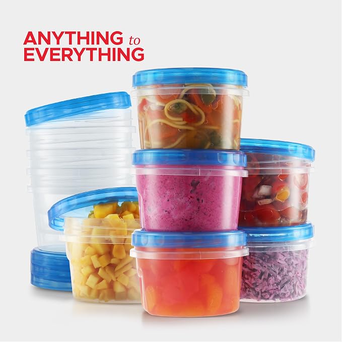 Tafura Freezer Containers, 10 Pack, 16 Oz, Leakproof BPA-Free Lids | Twist-top screw-on closures help prevent spills during storage, travel, and meal prep.