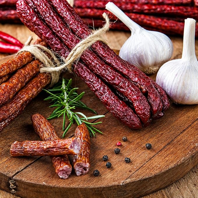 Hi Mountain Snack Stick Casings | 21 mm, Edible, Mahogany | Collagen casings for homemade snack sticks, meat sticks, beef sticks & venison sticks. Makes up to 22 lbs