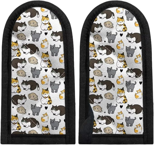 Coldinair Cast Iron Skillet Handle Covers Cute Cat Print Pan Pot Handle Covers for Women Men Heat Resistant Hot Handle Covers Sleeves for Kitchen, BBQ and Baking Cookware