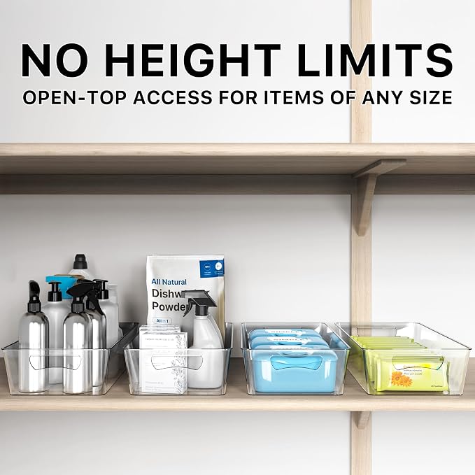 Simple Houseware 4 Pcs Kitchen Clear Bin Storage Organizer 15" x 8" x 3.75"