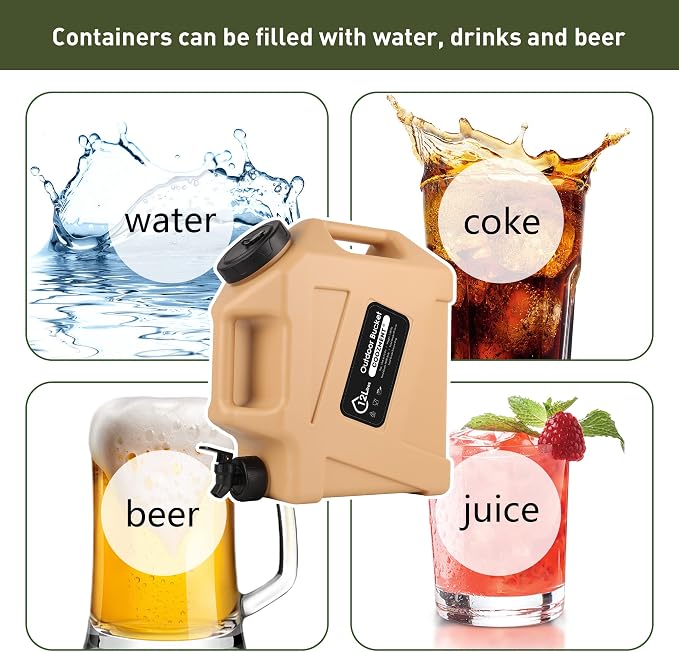 COOZMENT 3.2 Gallon/5 Gallon Water Containers with Spigot, BPA Free Water Jug, Military Green Water Tank, Multifunction Water Storage Containers for Camping Outdoor Hiking,Emergency Storage