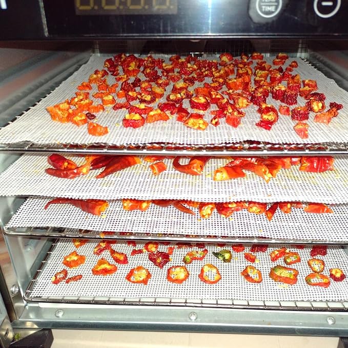 Silicone Dehydrator Sheets, Non-Stick Reusable Dehydrator Mats for Fruit Dryer Mesh,Pad,15.7 x 157 Inches Deyer Mesh Mats Reusable