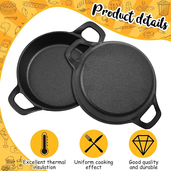 Ziliny 1 Pack Mini Cast Iron Skillets 6.3 x 6.3 x 1.5 Inch Pan Ramekin Set | Cast Iron Pan Small Ramekin Set, Black Casserole Dish Cookware Oven Safe, Mini Skillets for Kitchen Indoor Outdoor Picnic