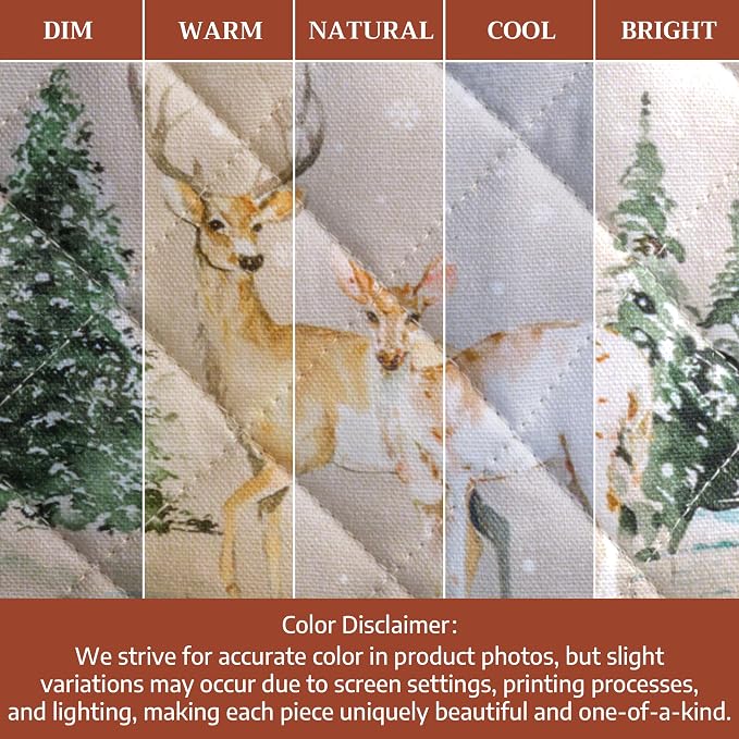 Maison d' Hermine Pot Holders 100% Cotton Potholders (8" x 8", Pack of 2) | Heat Resistant Hot Pads with Loop BBQ Cooking Baking Kitchen Handling Hot Pans Thanksgiving Christmas - Deer In The Woods