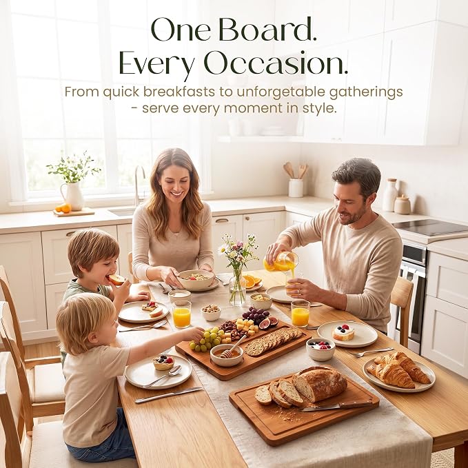 3-Piece Bamboo Cutting Boards - Groove, Handles, 15/12/9" - Carbonized | Bamboo boards with elegant dark finish, reversible prep and serving surfaces