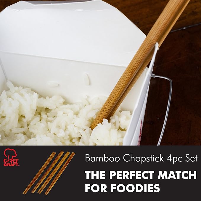 Chef Craft Select Bamboo Chopsticks 4 piece set, Natural