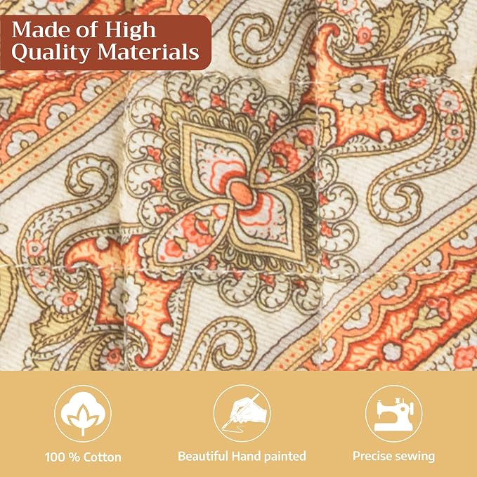 Maison d' Hermine Pot Holders 100% Cotton Potholders (8" x 8", Pack of 2) | Heat Resistant Hot Pads with Loop BBQ Cooking Baking Hotel Kitchen Handling Hot Pans Thanksgiving Christmas - Kashmir Paisley