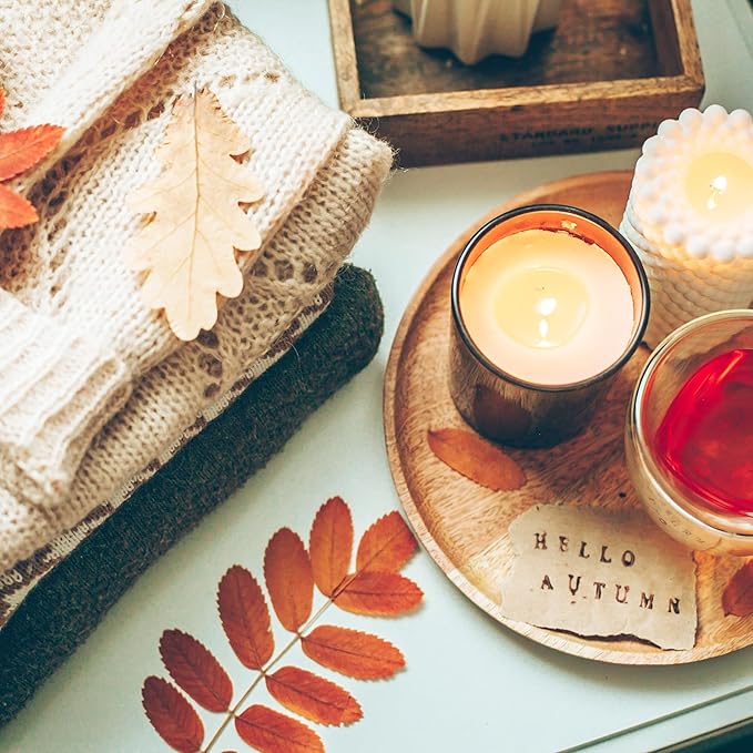 SHOWIN 12 OZ Thick Candle Jars for Making Candles 12 Pcs, Empty Amber Jars with Wood Lids for Spice Jars, Sample Container, Frosted Brown