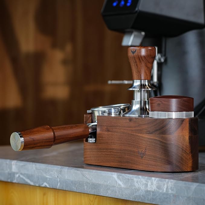 51mm Espresso Tamping Station Rosewood KNODOS Coffee Tamping & Portafilter Holder | Espresso Tamper Station for Espresso Organizer & Accessories