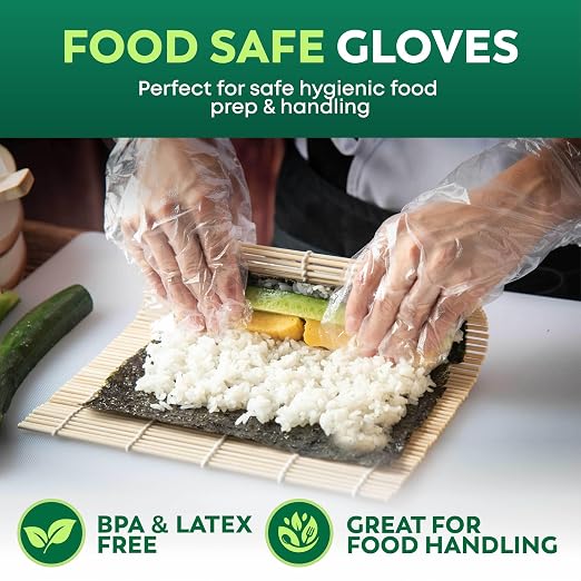 Keppi 600 Pack Disposable Gloves Medium – Clear HDPE Plastic, Food Safe, Latex-Free, BPA-Free – Single-Use for Cooking, Food Prep, Cleaning & Serving