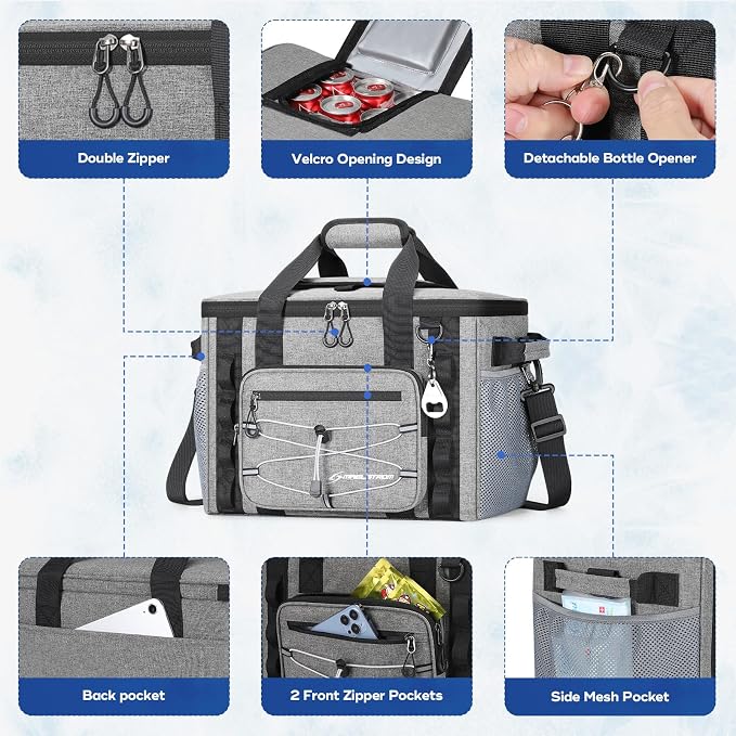 Maelstrom 30/40 Can Soft Cooler Bag, Leakproof Insulated Ice Chest | 24h Cold (With Ice), 5-Layer Insulation, Multi-Pockets ,Lightweight,Perfect For Camping, Beach, Hiking, Kayaking, Road Trips