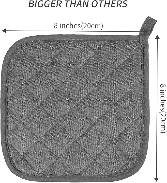 Pot Holders Cotton Made Machine Washable Heat Resistant Potholder, Pot Holder, Hot Pads, Trivet for Cooking and Baking (5, Dark Grey) | Cotton Made, Machine Washable, Heat Resistant Potholder, Hot Pads, Trivet for Cooking and Baking, Dark Grey