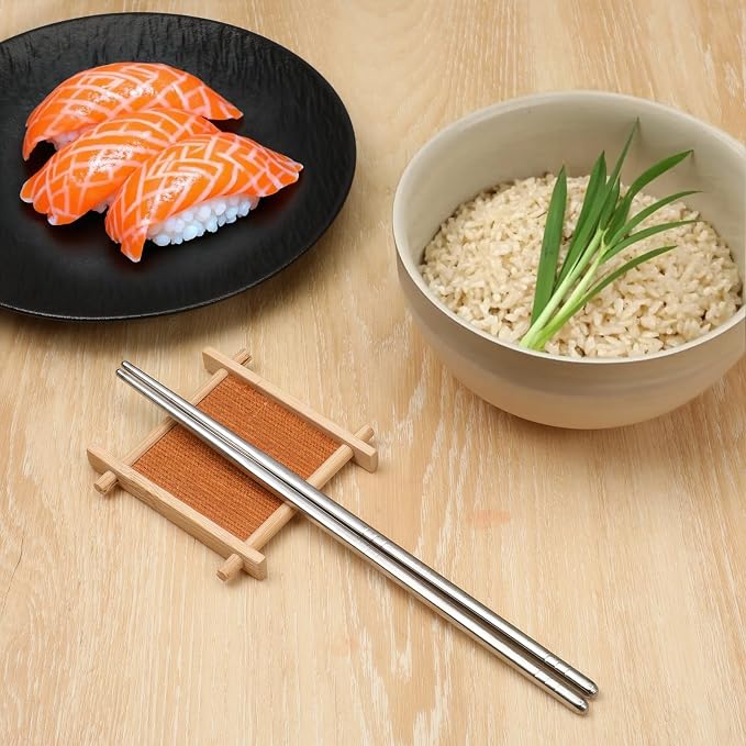 5 Pairs Stainless Steel Chopsticks, Metal Chopsticks, Lightweight Non-Slip Reusable Chopstick, Dishwasher Safe, for Home Kitchen Hotel Restaurant