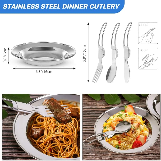 Odoland 16pcs Camping Cookware Mess Kit, with Folding Camping Stove | Anodized Aluminum, for Hiking, Outdoor Cooking and Picnic, 1.9L Pot 0.8L Kettle 0.86L Pan 3000W Stove, Little Compact Pot Set