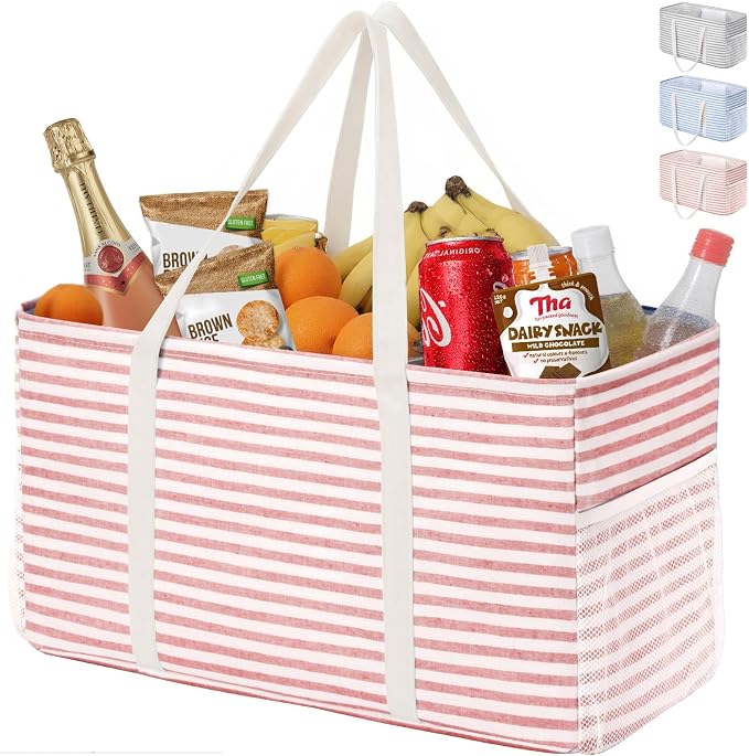 Lifewit Extra Large Tote Bag, Reusable Grocery Bags with Metal Wire Frame and Handles