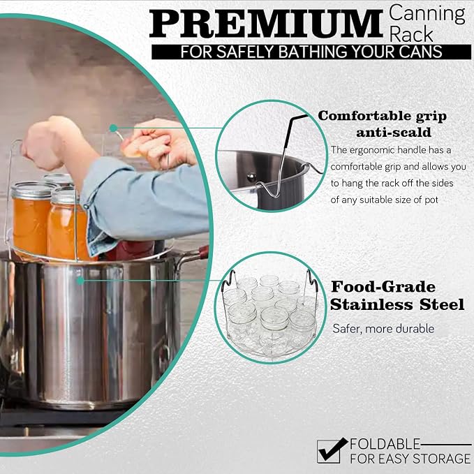 Canning Pot-Canning supplies starter kit, Canning Tool Kits Set for Beginners, Stainless Steel Water Bath Canner Kit with rack for canning