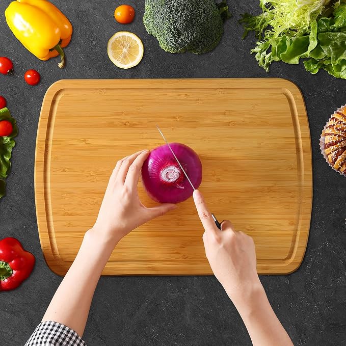Homaxy Extra Large Bamboo Cutting Boards for Kitchen, 18x12.5" | XL Cutting Board with Juice Groove, Butcher Block Wooden Chopping Board for Kitchen, Meat, Fruit & Vegetables, Pre Oiled