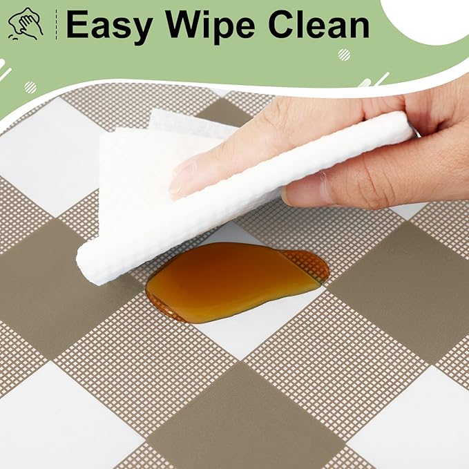 10 Packs Buffalo Disposable Table Cloth, 54 x 108 Inch Waterproof Plastic Tablecloth, Rectangle Khaki and White Checkered Table Covers for Picnic, Birthday, Party, Back to School