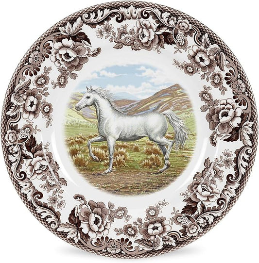 Spode Woodland Arabian Horse Dinner Plate – 10.5" Fine Earthenware Dish Featuring an Elegant Equestrian Motif – Rustic English Dinnerware, Dishwasher, Microwave & Warm Oven Safe, Made in England