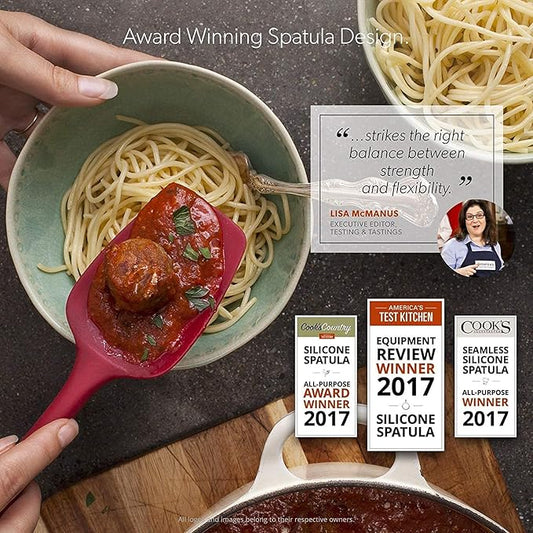 DI ORO Silicone Spoon Spatula - 600°F Heat-Resistant Large Silicone Spoonula Scraper - BPA Free Nonstick Cookware Safe Rubber Kitchen Utensil for Baking, Cooking, & Mixing - Dishwasher Safe (Red)