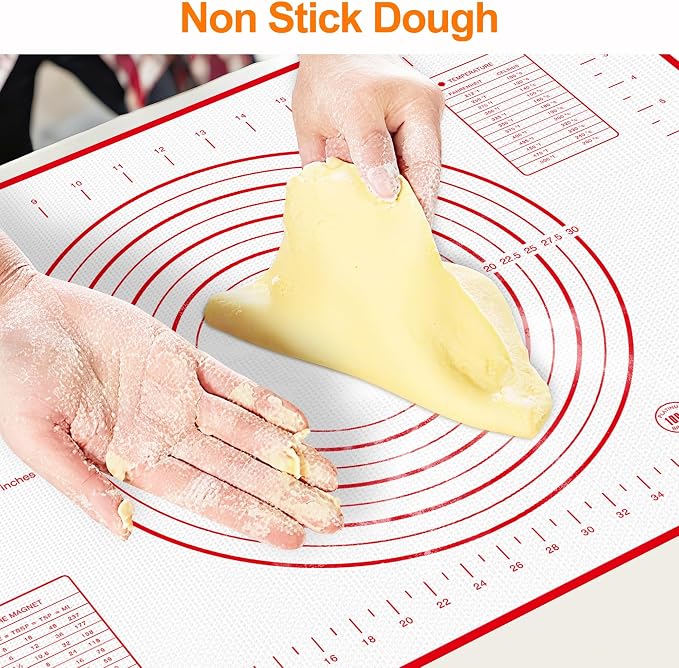 HOOMIL Silicone Baking Mat, 28"x20" | Food-Grade, BPA-free, Non-Stick,Non-Slip, Precision Measurements, Large, Easy to Store