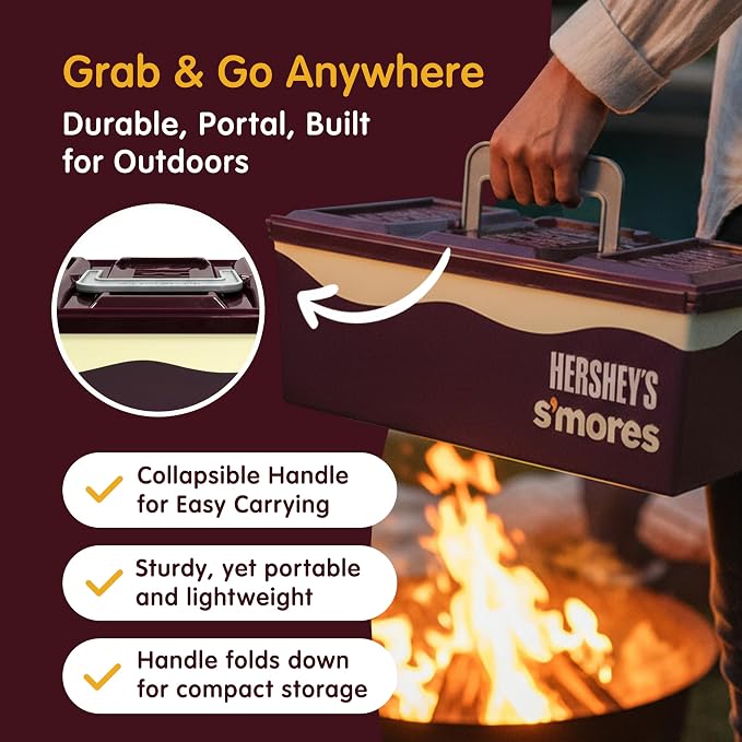 Mr. Bar-B-Q Hershey's Smores Caddy Tray Organizer - Smores Station Box to Store All Essentials On The Go for Picnics, Camping w/Removable Tray & Carrying Handle - No Food Items Included - 00262HSY