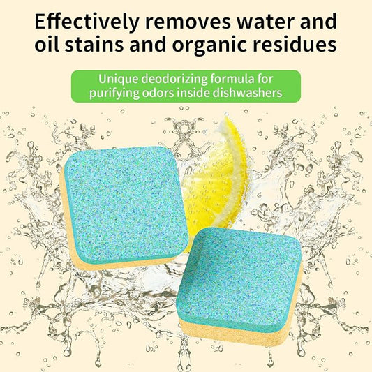 Dishwasher Cleaner and Deodorizer Tablets, Dishwasher Cleaning Tablets 24 Pack - Helps Remove Limescale & Odor, Prevents Buildup in Pipes, Safe for All Dishwashers, Lemon Scent - 12 Month Supply