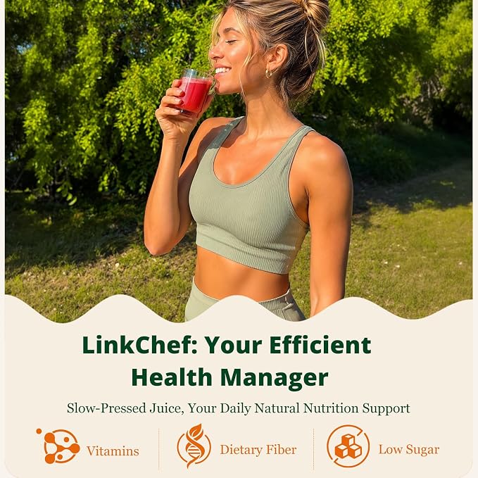 LINKChef Cold Press Juicer Machine, 4.53" Whole Fruit Slow Masticating Juicer with Auto Cutting, 200W Quiet Motor & High Juice Yield, Easy Clean Compact Juicer Extractor with Recipe Guide, Green