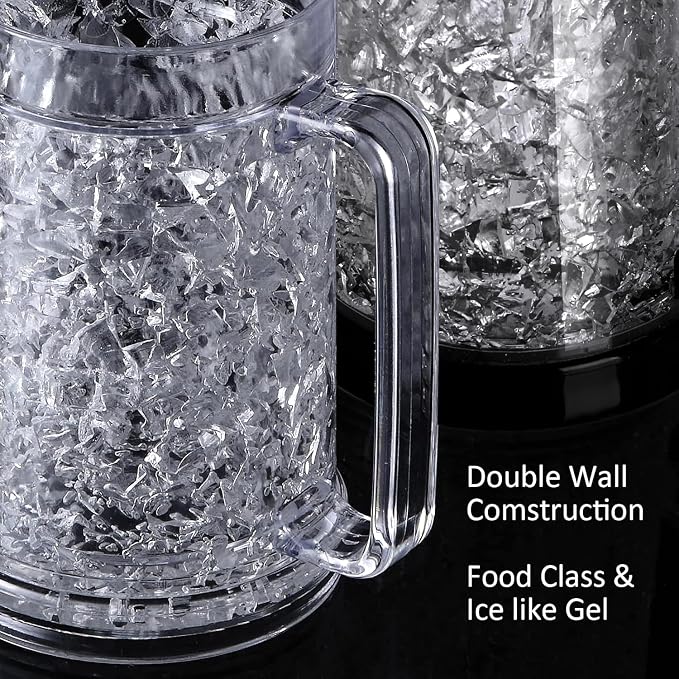 16 oz Double Wall Gel Freezer Mugs, 2 Pack | Reusable gel freezer mugs help keep cold drinks chilled longer.