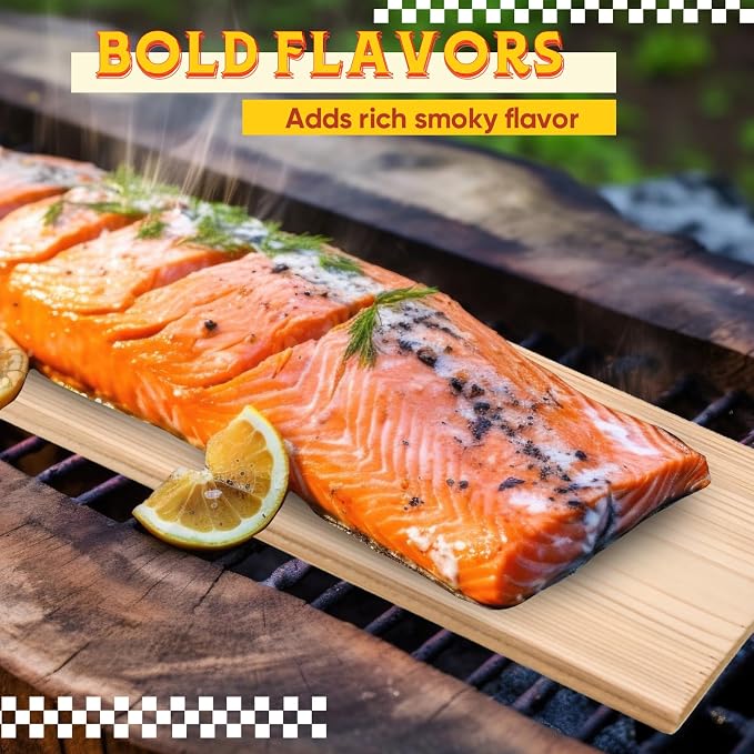 Landical 3/6/10/13/20 Pcs XL XXL Large Cedar Plank for Grilling Salmon Thicker Design Full Filet of Meat Fish Veggies Adding Extra Smoke and Flavor Soaking Fast Easy to Use(3 Pcs,15 x 5.5 Inches)