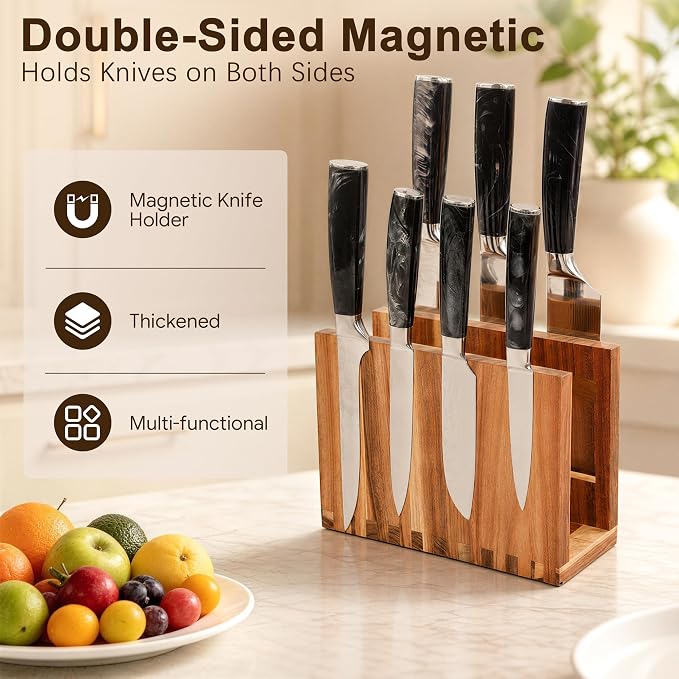 Magnetic Book Cutting Board Set with Stand for Space-Saving Kitchen | Compact Stand Keeps Boards&Knives Organized,Lightweight for Indoor Kitchen,BBQ