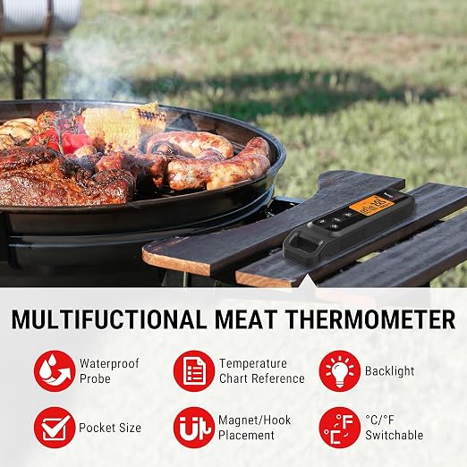 TempPro TempScan 2-in-1 Infrared Thermometer Gun with Meat Probe, Black | Instant Read Thermometer for Grilling, Non-Contact Infrared Thermometer for Cooking Pizza Oven Griddle HVAC Pool AC Vent