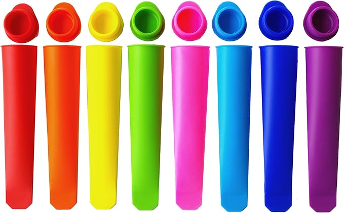 Silicone Ice Pop Molds,Popsicle Maker Molds,8 Vibrant Colors,Set of 8