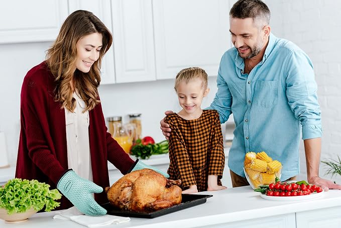 KITCHEN PERFECTION XL Silicone Smoker BBQ Gloves -Heat Resistant Oven Mitts | Waterproof, 5-Finger Design For A Better Grip, for Pitmasters, Meat Smoking, Grilling, Cooking, Frying Turkey | Grill Gift