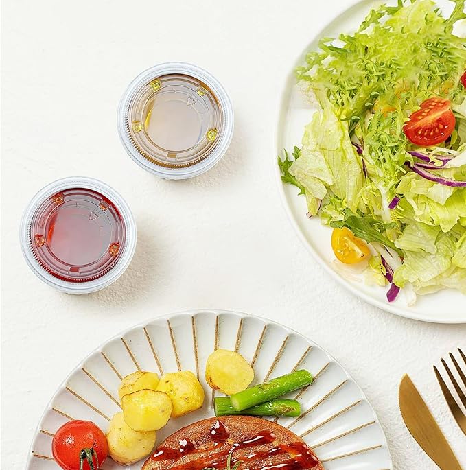 360 Set 3.25 oz Jello Shot Cups with Lids, Sturdy & Food Safe Disposable Plastic Portion Condiment Dipping Sauce Cups, Small Containers for Salad Dressing