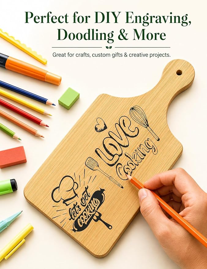 12 Pcs Small Wood Cutting Board with Handle,11x5 In Mini Charcuterie Boards | Hanging Unfinished Bamboo Chopping & Serving Board Bulk for Craft,Laser Engraving, Charcuterie, Home Decor, Housewarming Gift